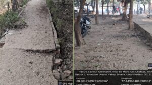 एक मूर्ति से लेकर D पार्क 130 मीटर रोड के सामने ग्रीन बेल्ट में अवैध कंक्रीट पाथवे निर्माण रोकने एवं जांच हेतु शिकायत।महोदय,